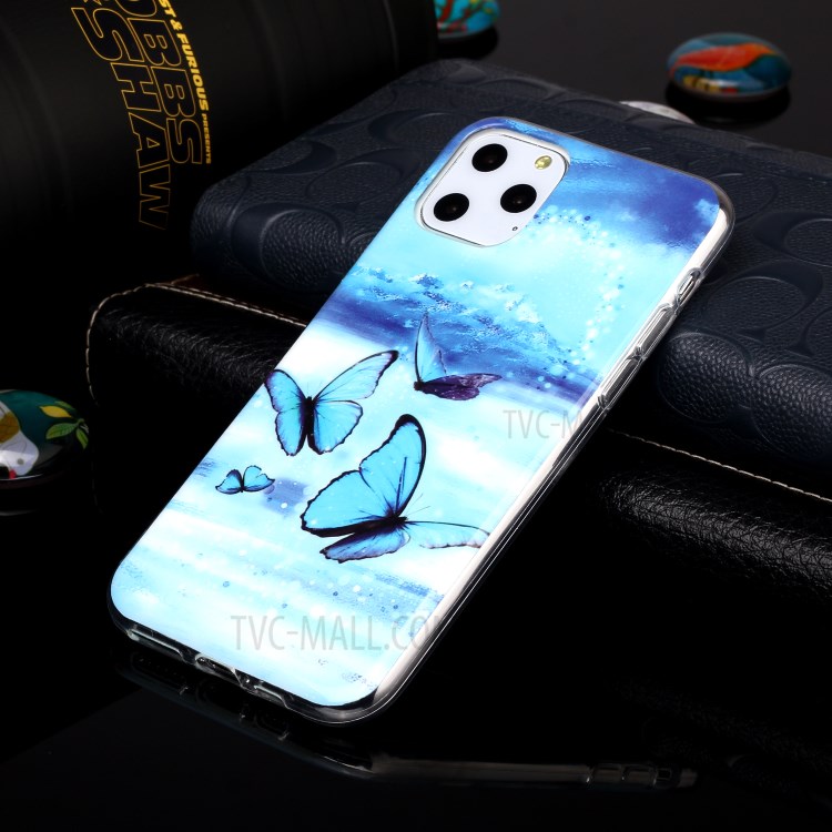 Noctilucent IMD TPU Phone Shell for iPhone 11 Pro 5.8 inch - Blue Butterflies-4