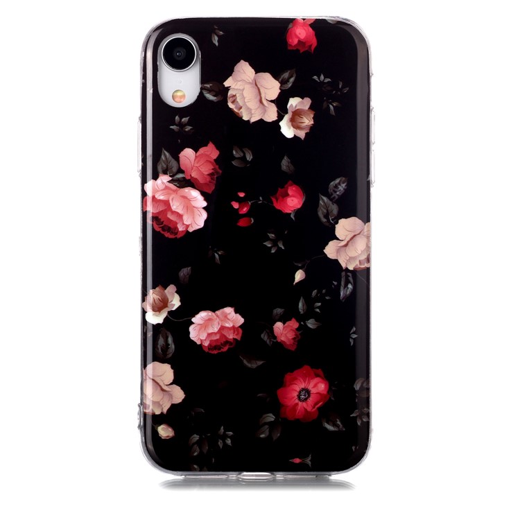 Noctilucent TPU Flexible Phone Case for Apple iPhone XR 6.1 inch - Rose Flower-2