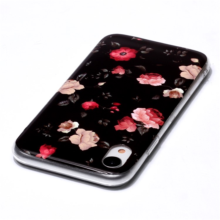 Noctilucent TPU Flexible Phone Case for Apple iPhone XR 6.1 inch - Rose Flower-3