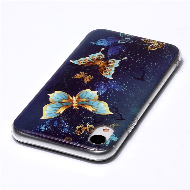 Noctilucent TPU Flexible Phone Case for Apple iPhone XR 6.1 inch - Gold Butterfly-3
