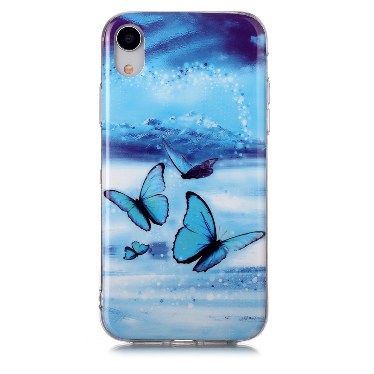 Noctilucent TPU Flexible Phone Case for Apple iPhone XR 6.1 inch - Blue Butterfly-2