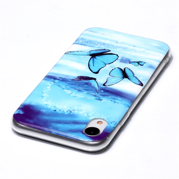 Noctilucent TPU Flexible Phone Case for Apple iPhone XR 6.1 inch - Blue Butterfly-3