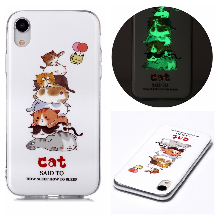 Noctilucent TPU Flexible Phone Case for Apple iPhone XR 6.1 inch - Cats-1