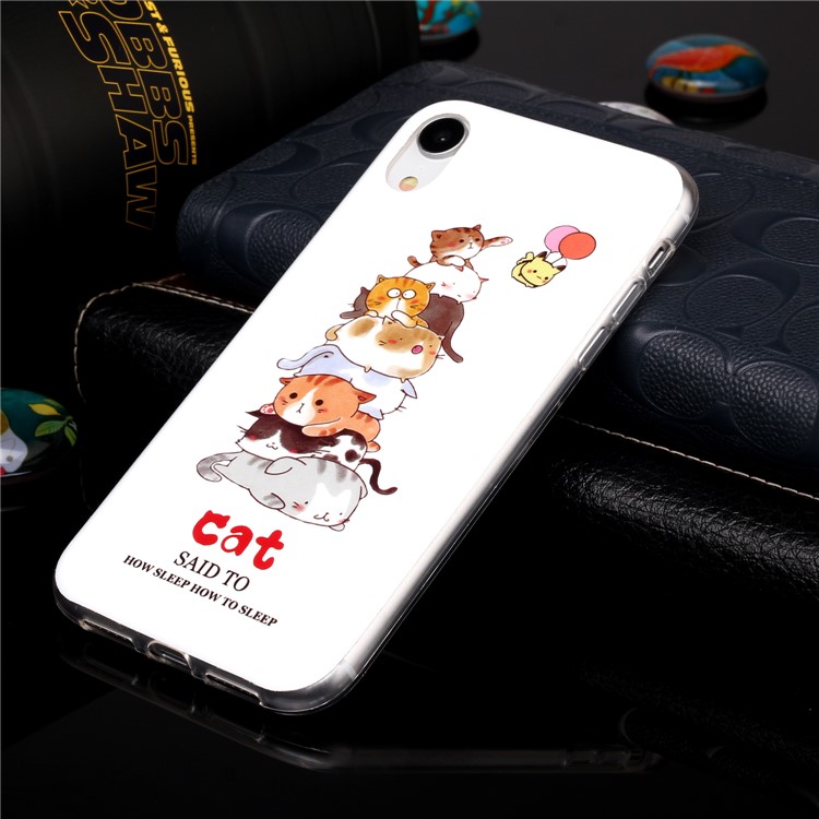 Noctilucent TPU Flexible Phone Case for Apple iPhone XR 6.1 inch - Cats-4