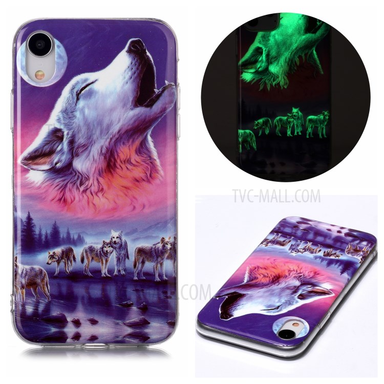 Noctilucent TPU Flexible Phone Case for Apple iPhone XR 6.1 inch - Howling Wolf-1