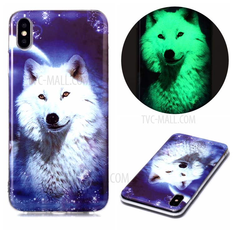 Luminous TPU Pattern Printing IMD Protetive Phone Case for Apple iPhone XS Max 6.5 inch - Dog-1