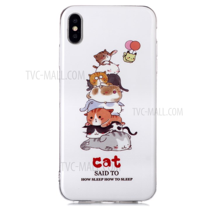 Luminous TPU Pattern Printing IMD Protetive Phone Case for Apple iPhone XS Max 6.5 inch - Cats-2