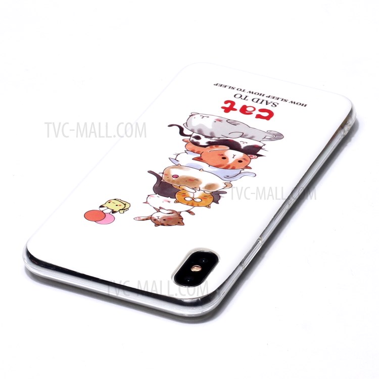 Luminous TPU Pattern Printing IMD Protetive Phone Case for Apple iPhone XS Max 6.5 inch - Cats-3