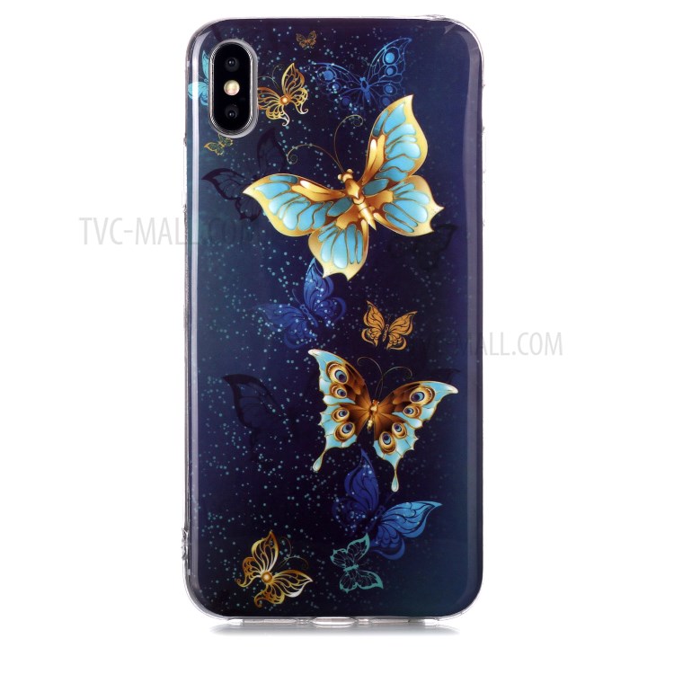 Luminous TPU Pattern Printing IMD Protetive Phone Case for Apple iPhone XS Max 6.5 inch - Butterflies-2