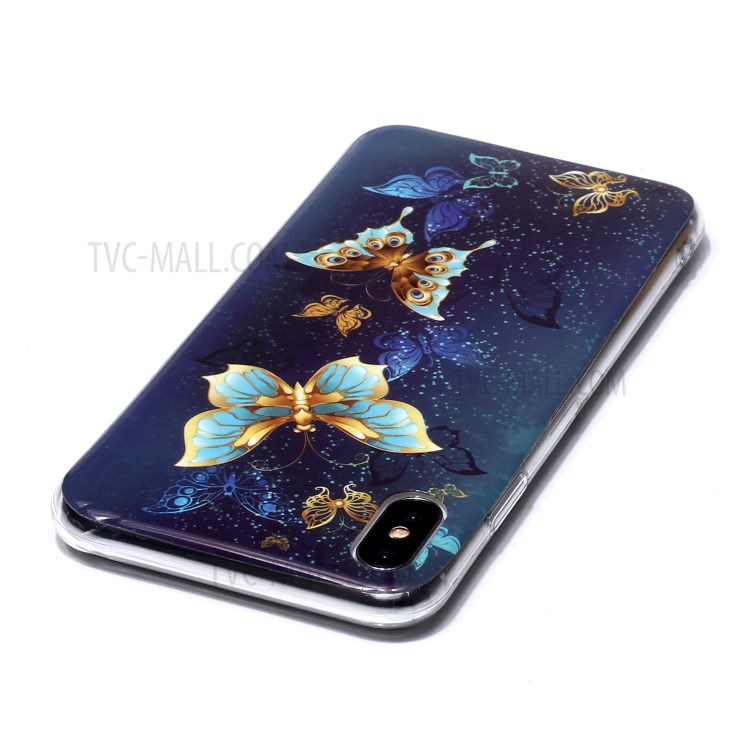 Luminous TPU Pattern Printing IMD Protetive Phone Case for Apple iPhone XS Max 6.5 inch - Butterflies-3