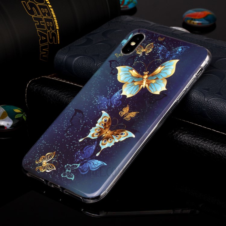 Luminous TPU Pattern Printing IMD Protetive Phone Case for Apple iPhone XS Max 6.5 inch - Butterflies-4