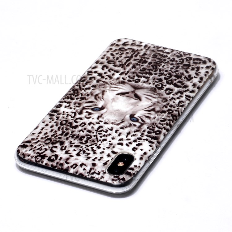 Luminous TPU Pattern Printing IMD Protetive Phone Case for Apple iPhone XS Max 6.5 inch - Leopard-3