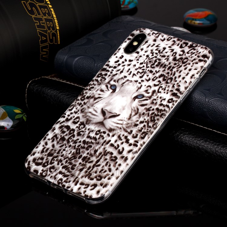 Luminous TPU Pattern Printing IMD Protetive Phone Case for Apple iPhone XS Max 6.5 inch - Leopard-4