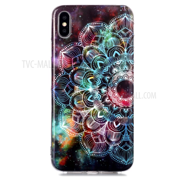 Luminous TPU Pattern Printing IMD Protetive Phone Case for Apple iPhone XS Max 6.5 inch - Mandala Flower-2