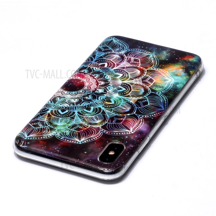 Luminous TPU Pattern Printing IMD Protetive Phone Case for Apple iPhone XS Max 6.5 inch - Mandala Flower-3