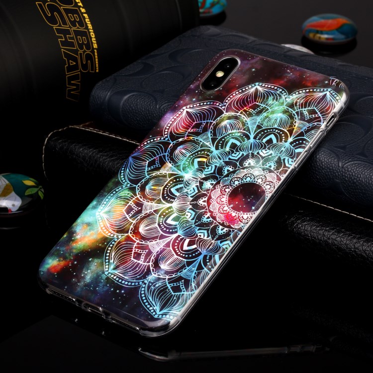 Luminous TPU Pattern Printing IMD Protetive Phone Case for Apple iPhone XS Max 6.5 inch - Mandala Flower-4