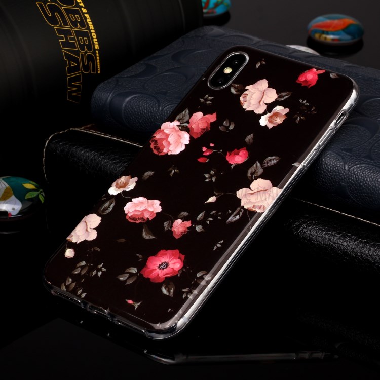Luminous TPU Pattern Printing IMD Protetive Phone Case for Apple iPhone XS Max 6.5 inch - Flowers-4