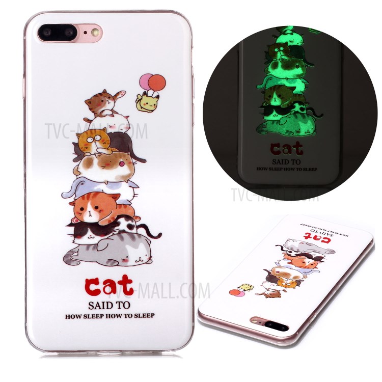Noctilucent IMD TPU Phone Cover for iPhone 8 Plus/7 Plus 5.5 inch - Cats-1