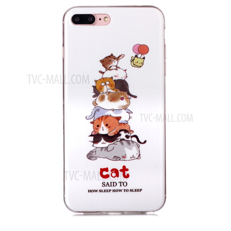 Noctilucent IMD TPU Phone Cover for iPhone 8 Plus/7 Plus 5.5 inch - Cats-2