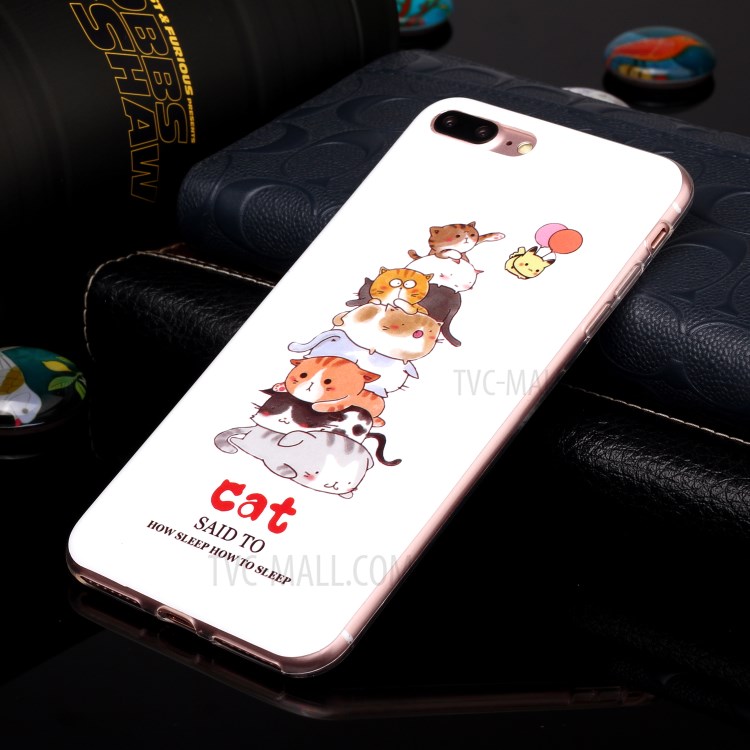 Noctilucent IMD TPU Phone Cover for iPhone 8 Plus/7 Plus 5.5 inch - Cats-4