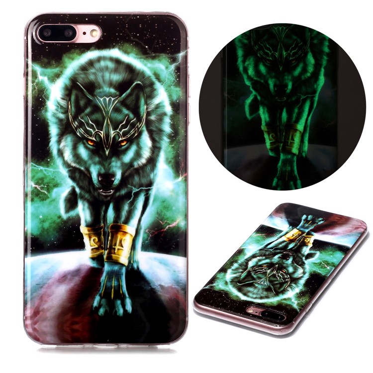 Noctilucent IMD TPU Phone Cover for iPhone 8 Plus/7 Plus 5.5 inch - Wolf-1