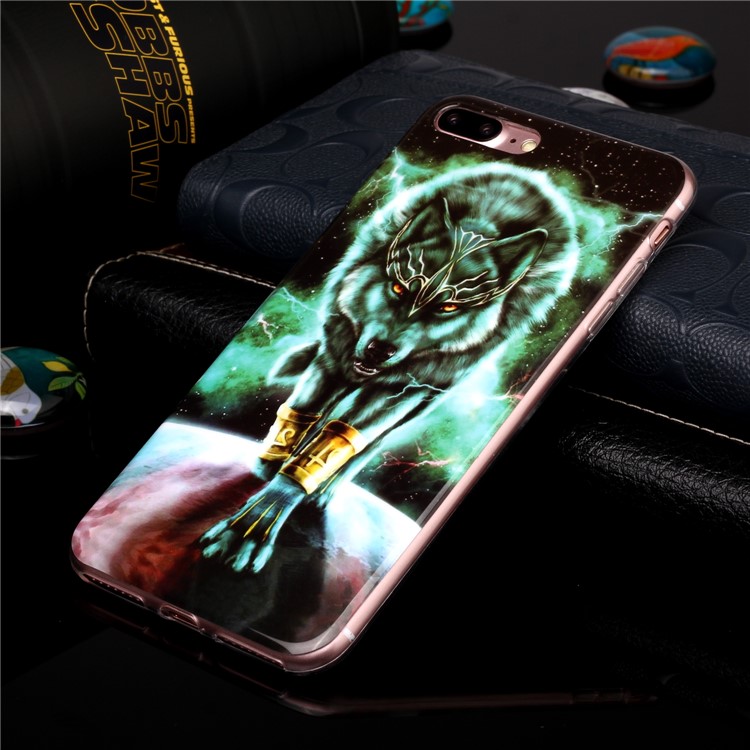 Noctilucent IMD TPU Phone Cover for iPhone 8 Plus/7 Plus 5.5 inch - Wolf-4