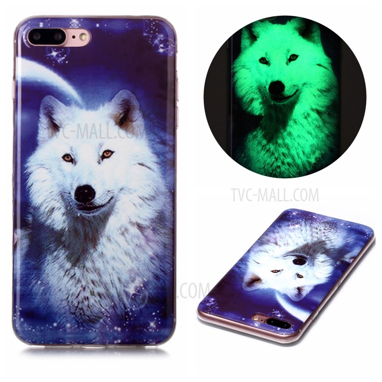 Noctilucent IMD TPU Phone Cover for iPhone 8 Plus/7 Plus 5.5 inch - White Dog-1