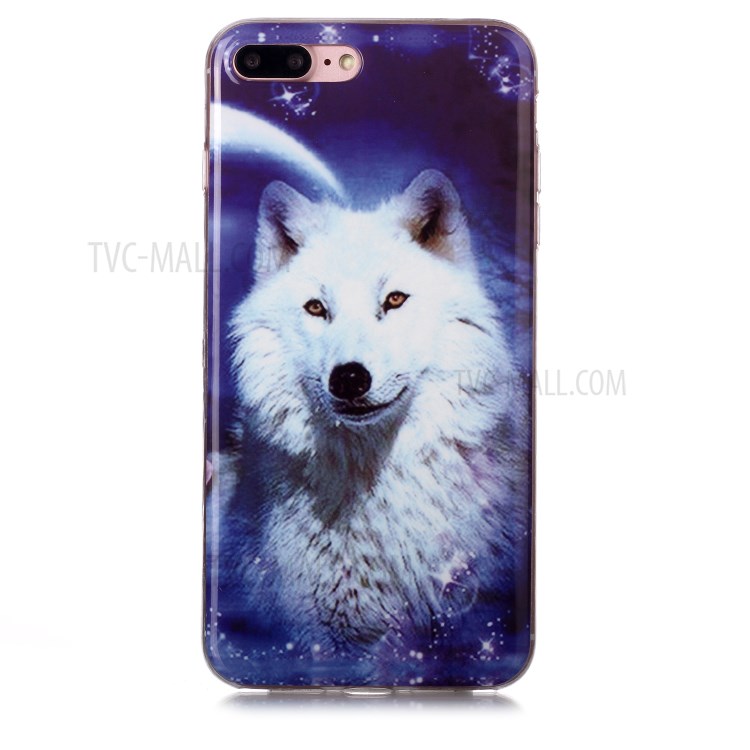 Noctilucent IMD TPU Phone Cover for iPhone 8 Plus/7 Plus 5.5 inch - White Dog-2