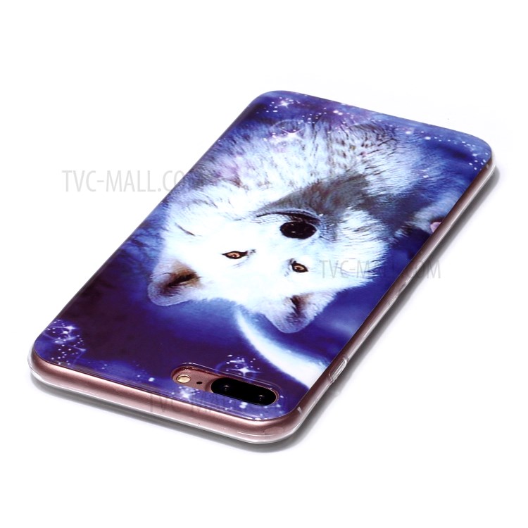 Noctilucent IMD TPU Phone Cover for iPhone 8 Plus/7 Plus 5.5 inch - White Dog-3
