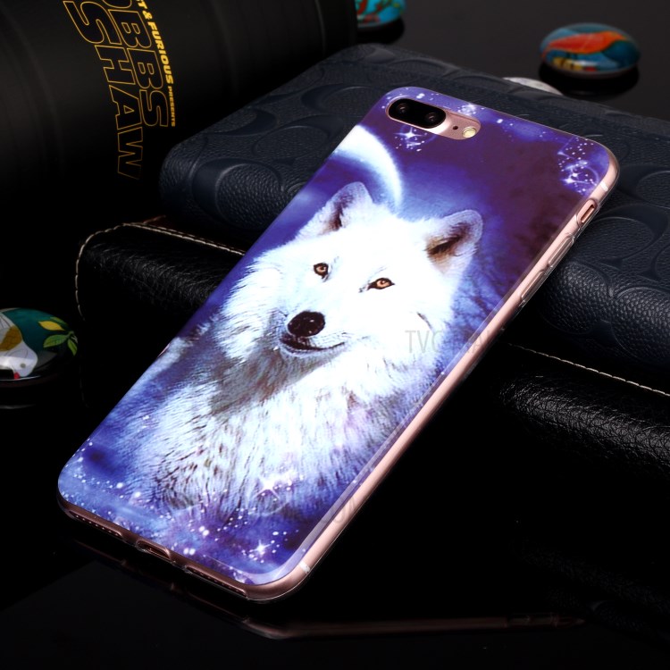 Noctilucent IMD TPU Phone Cover for iPhone 8 Plus/7 Plus 5.5 inch - White Dog-4