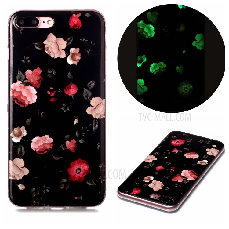 Noctilucent IMD TPU Phone Cover for iPhone 8 Plus/7 Plus 5.5 inch - Flowers-1