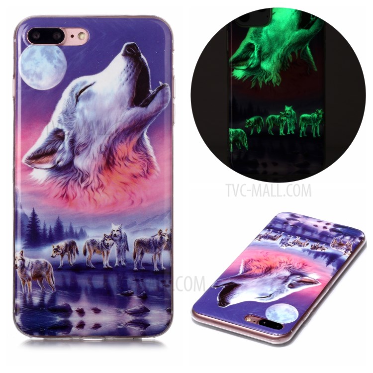 Noctilucent IMD TPU Phone Cover for iPhone 8 Plus/7 Plus 5.5 inch - Howling Wolf-1