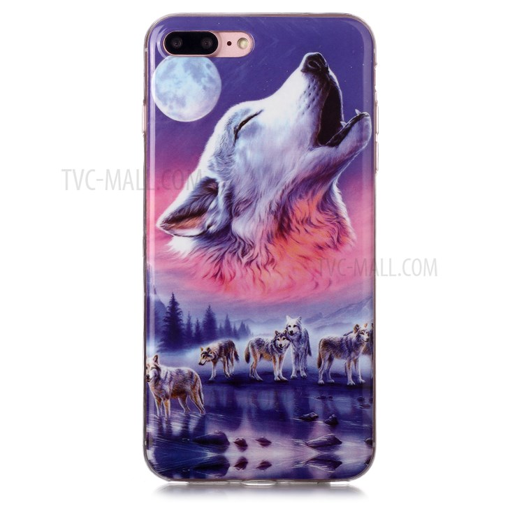 Noctilucent IMD TPU Phone Cover for iPhone 8 Plus/7 Plus 5.5 inch - Howling Wolf-2