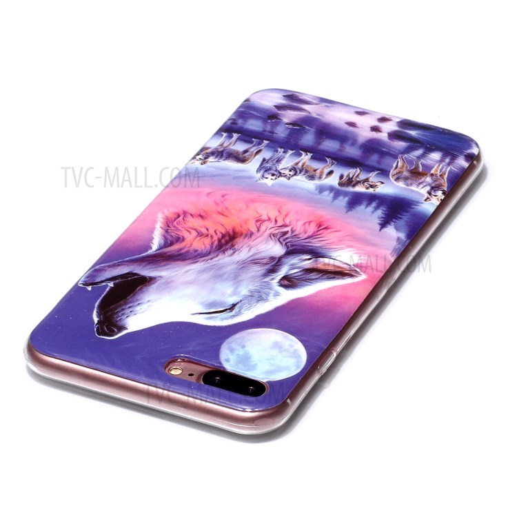 Noctilucent IMD TPU Phone Cover for iPhone 8 Plus/7 Plus 5.5 inch - Howling Wolf-3