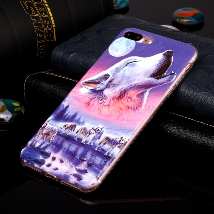 Noctilucent IMD TPU Phone Cover for iPhone 8 Plus/7 Plus 5.5 inch - Howling Wolf-4
