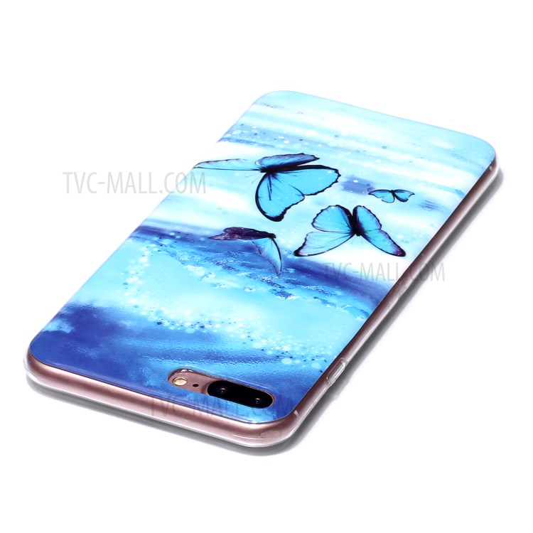 Noctilucent IMD TPU Phone Cover for iPhone 8 Plus/7 Plus 5.5 inch - Blue Butterfly-3