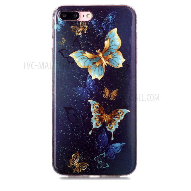 Noctilucent IMD TPU Phone Cover for iPhone 8 Plus/7 Plus 5.5 inch - Gold Butterfly-2