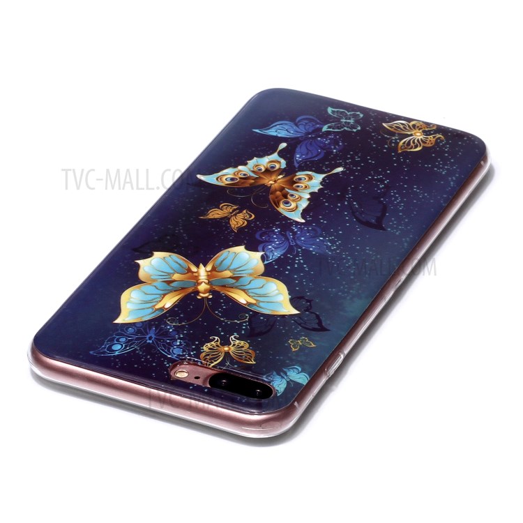 Noctilucent IMD TPU Phone Cover for iPhone 8 Plus/7 Plus 5.5 inch - Gold Butterfly-3