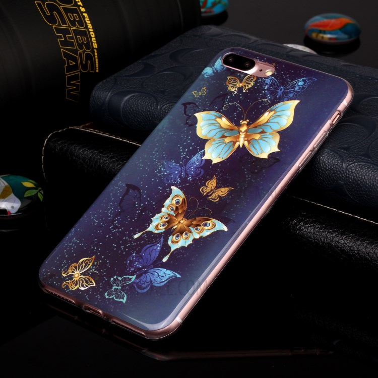 Noctilucent IMD TPU Phone Cover for iPhone 8 Plus/7 Plus 5.5 inch - Gold Butterfly-4