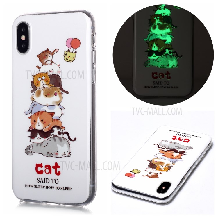 Noctilucent TPU IMD Patterned Protection Phone Case for iPhone X/XS - Cats-1