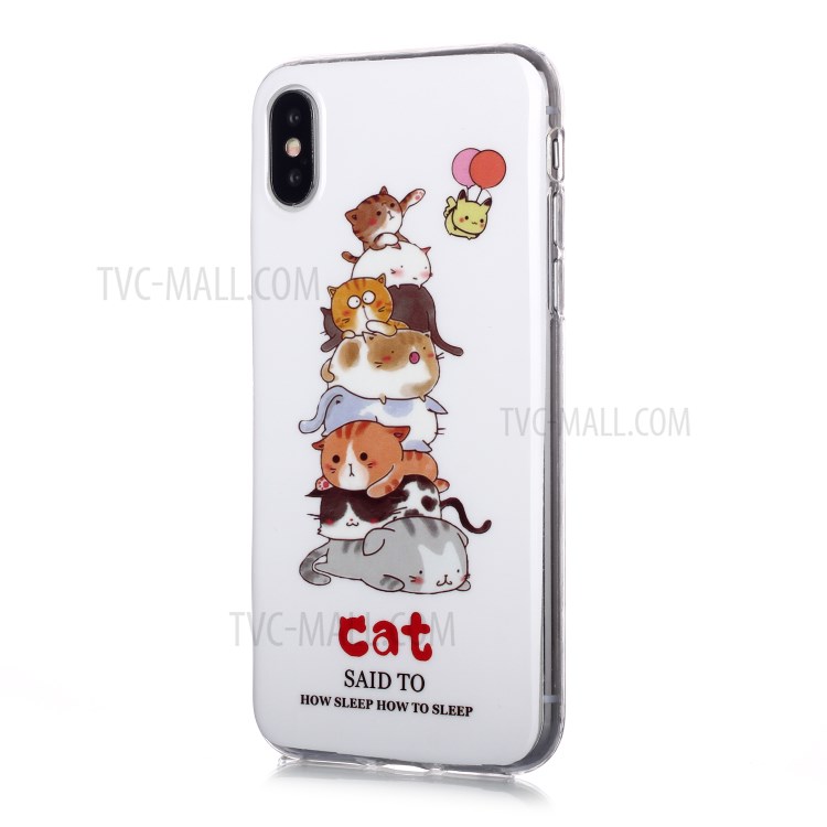 Noctilucent TPU IMD Patterned Protection Phone Case for iPhone X/XS - Cats-2