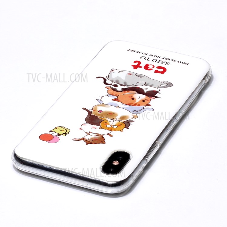 Noctilucent TPU IMD Patterned Protection Phone Case for iPhone X/XS - Cats-3