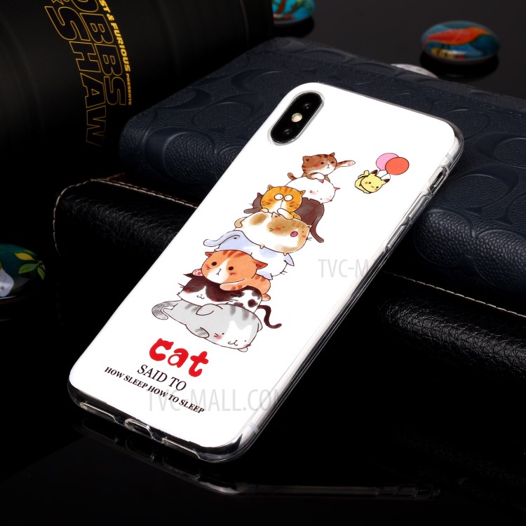 Noctilucent TPU IMD Patterned Protection Phone Case for iPhone X/XS - Cats-4