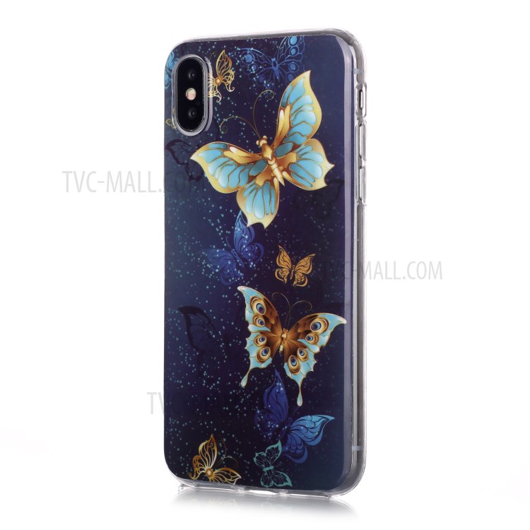 Noctilucent TPU IMD Patterned Protection Phone Case for iPhone X/XS - Pretty Butterfly-2