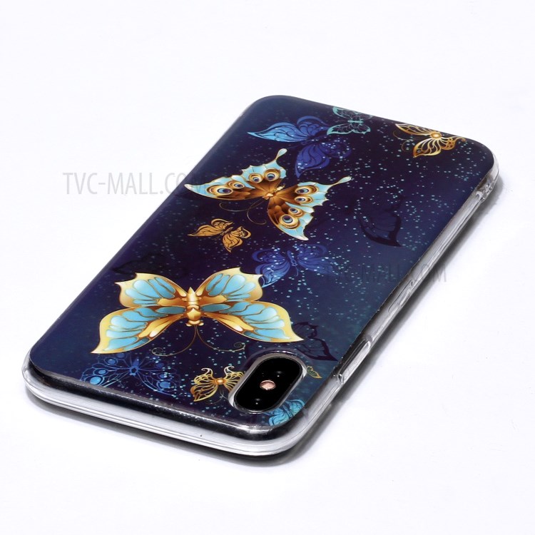 Noctilucent TPU IMD Patterned Protection Phone Case for iPhone X/XS - Pretty Butterfly-3
