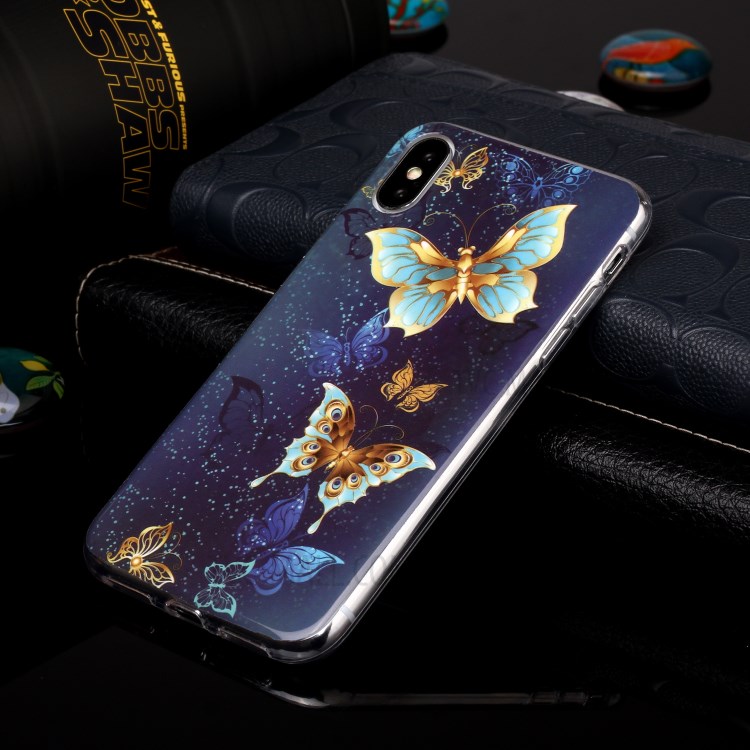 Noctilucent TPU IMD Patterned Protection Phone Case for iPhone X/XS - Pretty Butterfly-4