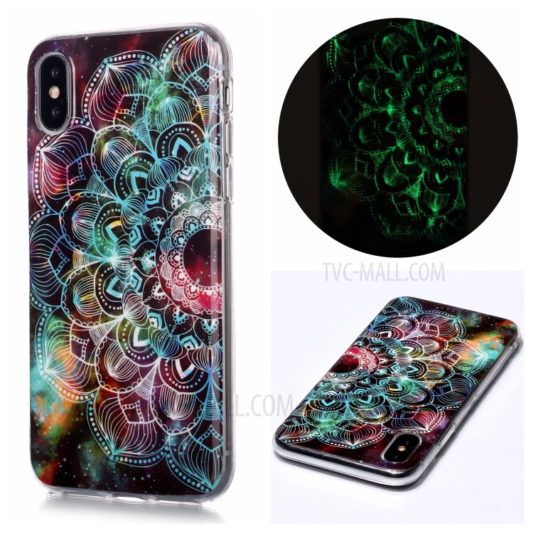 Noctilucent TPU IMD Patterned Protection Phone Case for iPhone X/XS - Mandala-1