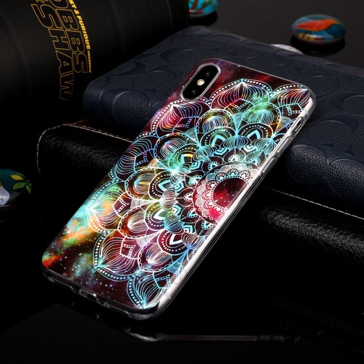 Noctilucent TPU IMD Patterned Protection Phone Case for iPhone X/XS - Mandala-4