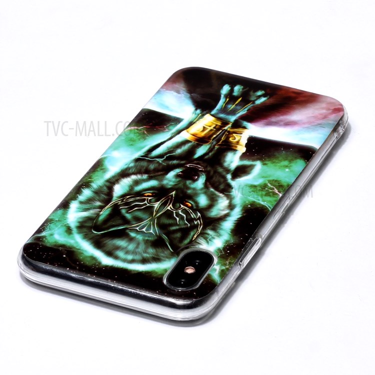 Noctilucent TPU IMD Patterned Protection Phone Case for iPhone X/XS - Wolf-3