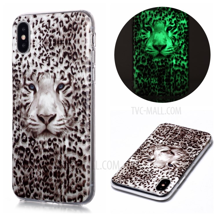 Noctilucent TPU IMD Patterned Protection Phone Case for iPhone X/XS - Leopard-1